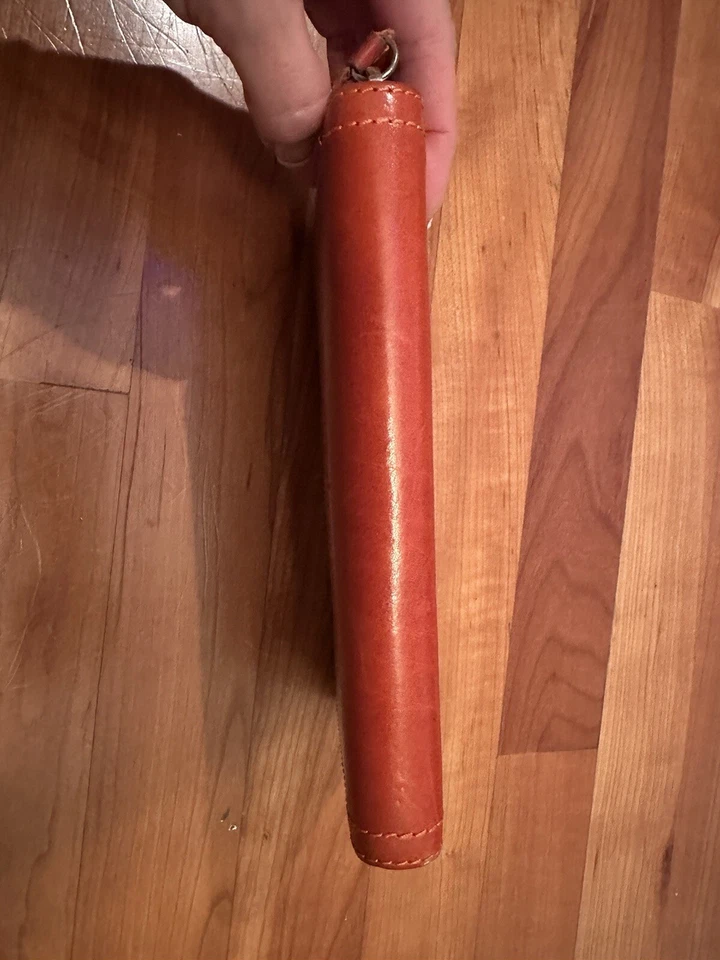 Cartera Cartera Cartera Orla Kiely Rara, Tallo Difícil de Encontrar Cuero Naranja De Colección, Buen Estado Foto 4 de 4