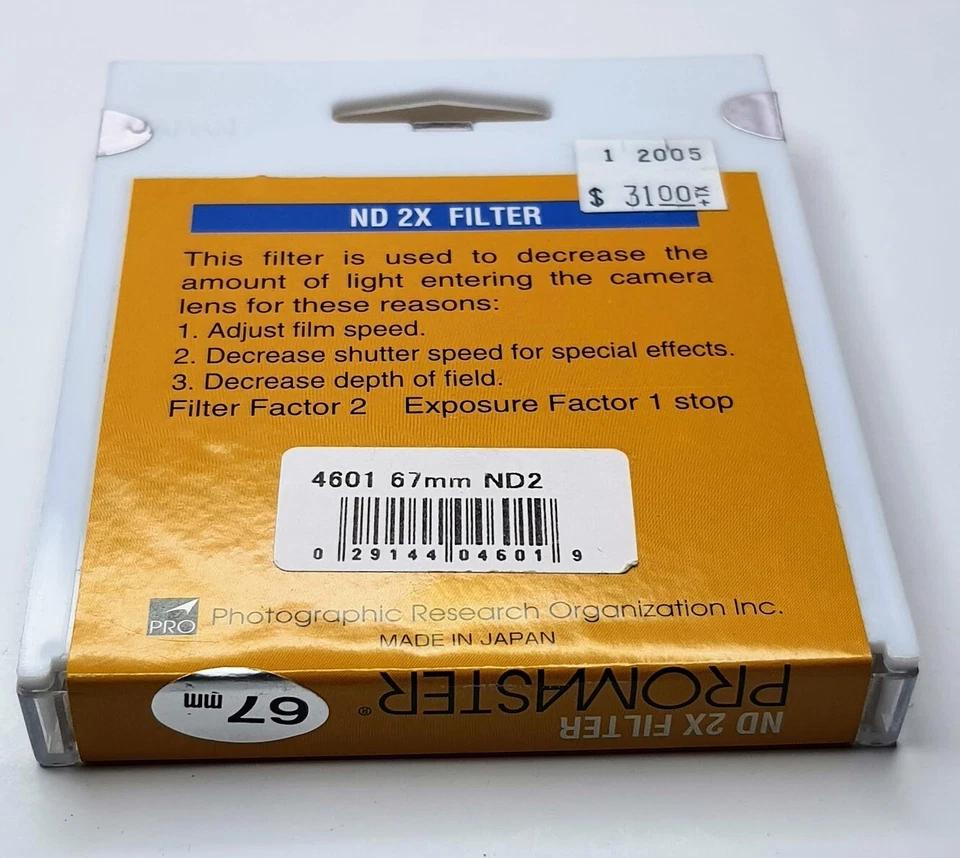 67mm Genuine Pro ND2 ND 2 Lens filter 67 mm Neutral Density ND2X ND 2X Japan 67 - Image 3 of 3