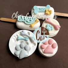 Puppy paw and bones silicone mold, 4 cavities