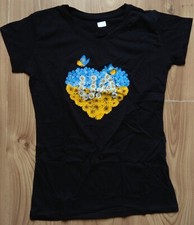 Traditional T - shirts Ukrainian symbol woman flower butterfly Ukraine UA flag