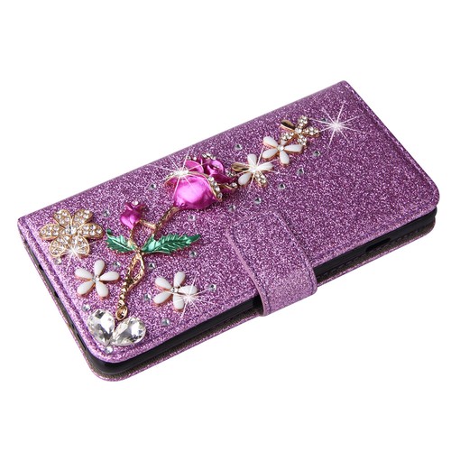For Samsung S21 22 23 S24 Plus S20FE Bling Glitter Rose Wallet Phone Case Cover - Picture 9 of 16