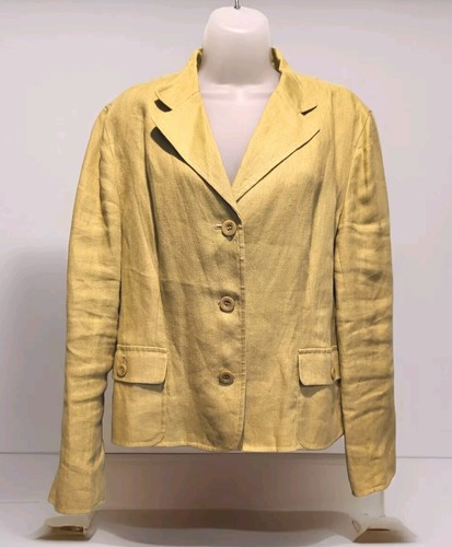 Talbots Spring Green 100% Irish Linen 3 Button Blazer Lined Sz 14p