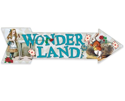 Metal Sign - Wonderland - Directional Arrow Sign - Durable Metal Sign - Nursery