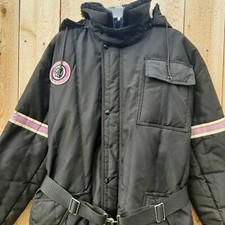 Vtg Arctic Cat Snowsuit Size Large Belt Purple Cat Faux Fur Hood Collar