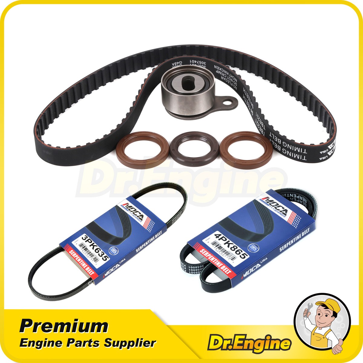 Timing Belt Kit w/ Serpentine Belt 4PK865 3PK635 Fit 89-92 Toyota