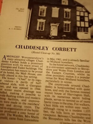 Bbn1 Ephemera 1960s youth hostel yha article Chaddesley Corbett 