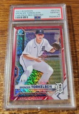 SPENCER TORKELSON - 2021 BOWMAN CHROME PROSPECT - RED SHIMMER REFRACTOR - PSA 10