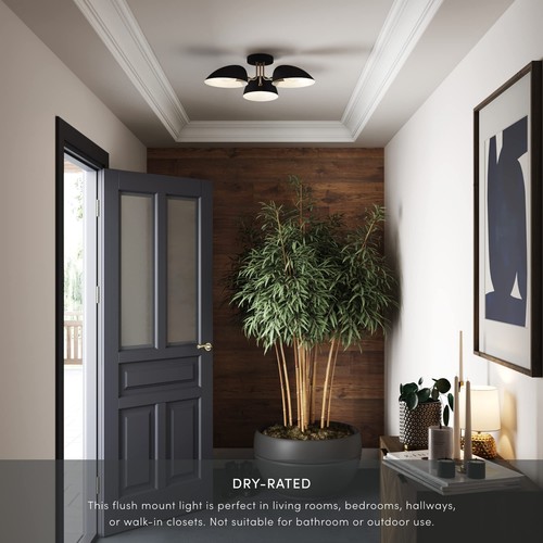 Argo Semi Mount Flush Ceiling Light 3-Lights Modern Retro Lighting with Black... - 第 3/5 張圖片