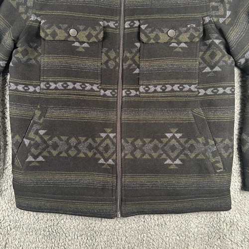 Billabong Trucker Jacket Mens Medium Aztec Southwestern Barlow Sherpa Lined New - Picture 3 of 11