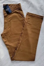 NWT - boohoo MAN Tan Straight Stacked Leg Twill Men's Trouser | 32 x 35