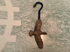 VINTAGE  BRASS FLYING DUCK/GOOSE FIREPLACE FLUE DAMPER PULL/HANGER/CLOSER/HOOK