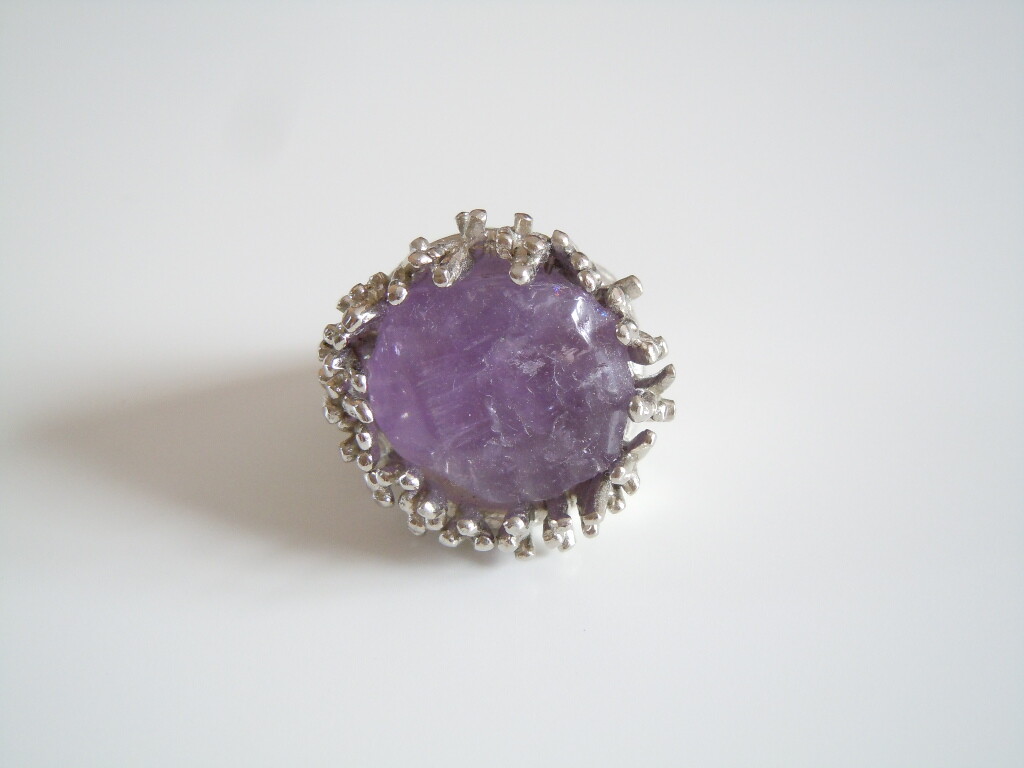 Ring Stainless Steel Amethyst Solid Stamp 316L SS… - image 3