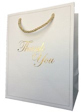 White Thank You Gift Bags with handles Bulk Medium 8 x 10 Matte Paper Modeeni