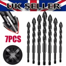 7PCS 4-Edge Cross Drill Bit Set Masonry Drill Bit Set Hex Shank Drill Bit Set UK