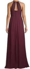 Bill Levkoff 1617 Womens High Neck Stretch Crepe Empire Waist Gown Prom Wine 14