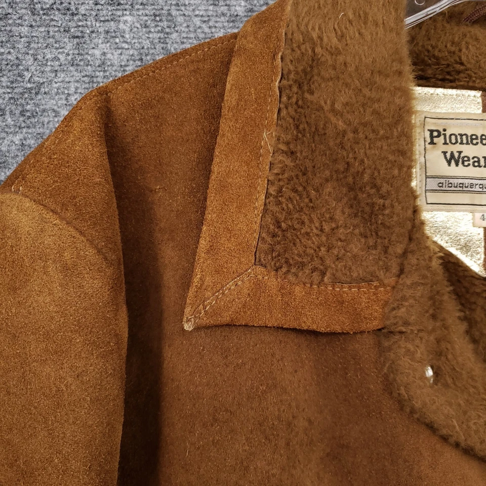 Chaqueta De Colección Pioneer Wear Hombres 48 Marrón Gamuza Occidental Cuero Sherpa Forrado Abrigo Foto 4 de 4
