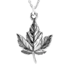 Sterling silver Maple Leaf Charm Necklace-#1089
