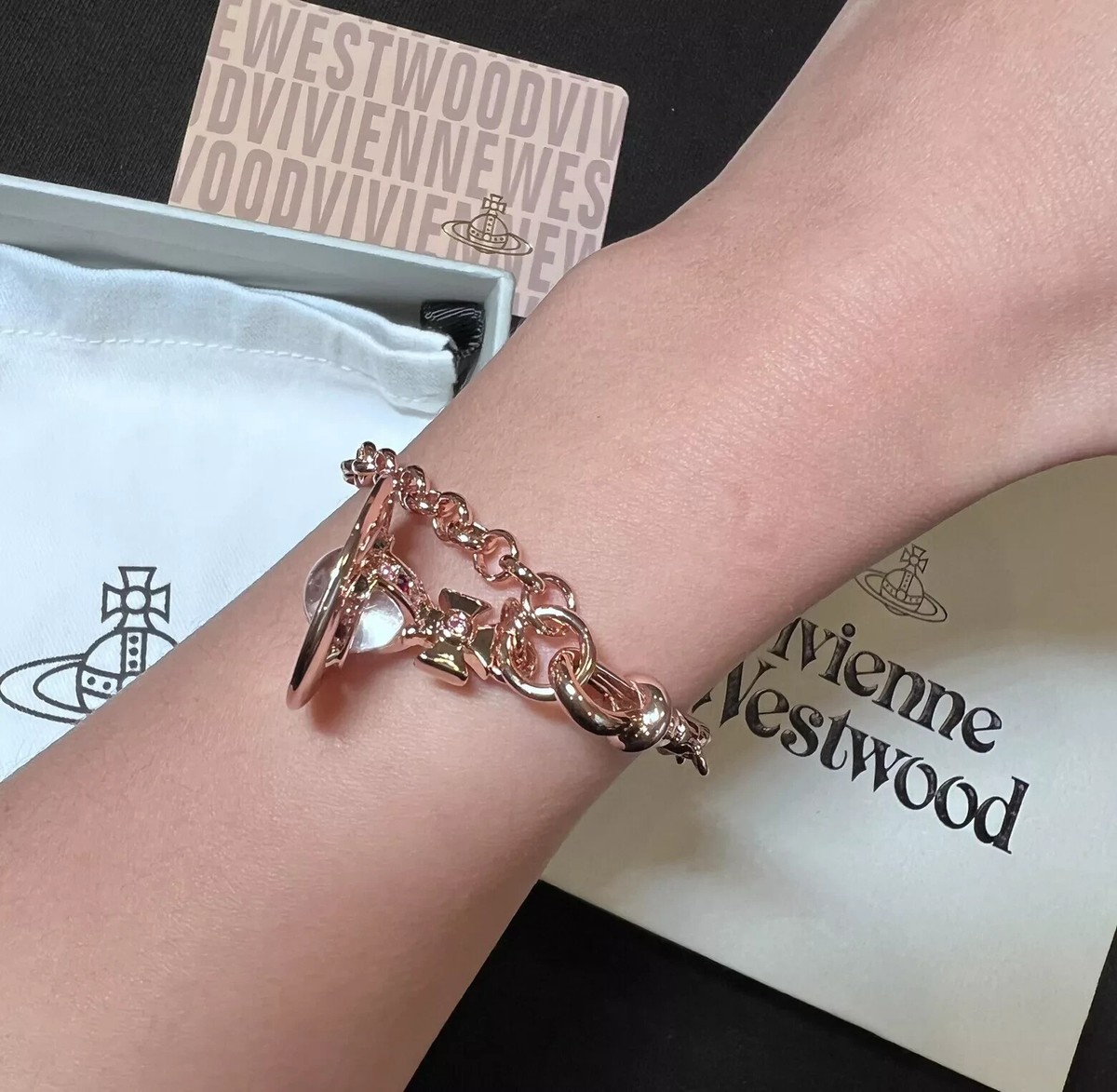 Vivienne Westwood Nana Rose Gold Tone Bracelets With 3D