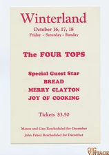 Four Tops Handbill Joy of Cooking 1970 October 16 Winterland San Francisco 