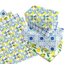 Tiles Lemons Wrapping Paper Set - 12 Sheets Tiles Lemons Gift Wrapping Paper ...