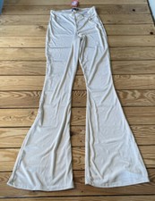 boohoo NWT women’s slinky o-ring flare trousers Size 6 beige T4