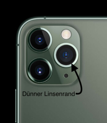 iPhone 11 Pro Max Kamera Linse Glas Camera Dünner Linsenrand + 3M selbstklebend