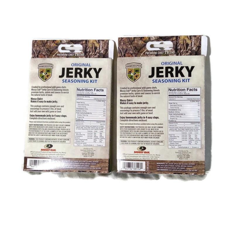 2 Gamekeeper Mossy Oak Jerky Seasoning Kit Original Up to 5lbs Meat Per Box 2oz