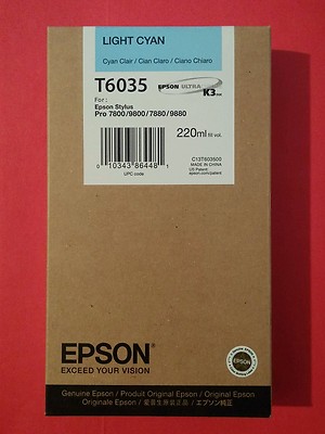08-2023 NEW 220ml GENUINE EPSON T6035 LIGHT CYAN K3 INK PRO 7800 9800 7880 9880
