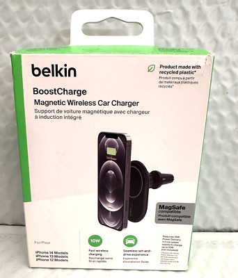 Belkin - BoostCharge 10W Car Magnetic Wireless Charging Pad for iPhone w/MagSafe