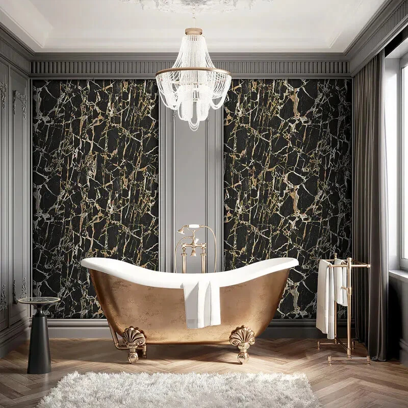 Rasch Enzo Marble Effect Black and Gold Metallic Wallpaper 538113 - Image 3 of 4