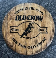 Bar Decor (Old Crow Bourbon) Authentic Kentucky Bourbon Whiskey Barrel Lid wood