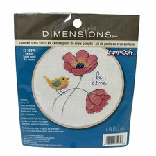 Dimensions Counted Cross Stitch Kit Be Kind Bird Floral Hoop 6" 72-75979 NEW