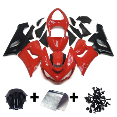 Red Black Fairing Kit for 2005 2006 Kawasaki ZX6R 636 05 06 Injection Bodywork