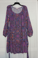 Terra & Sky Shirred Mini Dress Boho Paisley/Blue Comet etc. Sizes 0X, 2X,3X & 4X