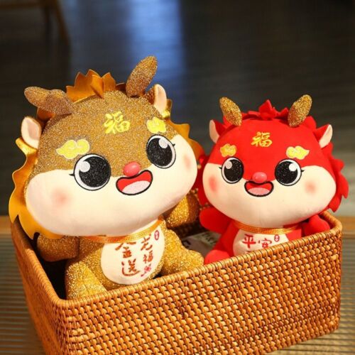 PP Cotton Dragon Year Doll Ornaments Soft Dragon Stuffed Animals New Year’s - Afbeelding 1 van 14