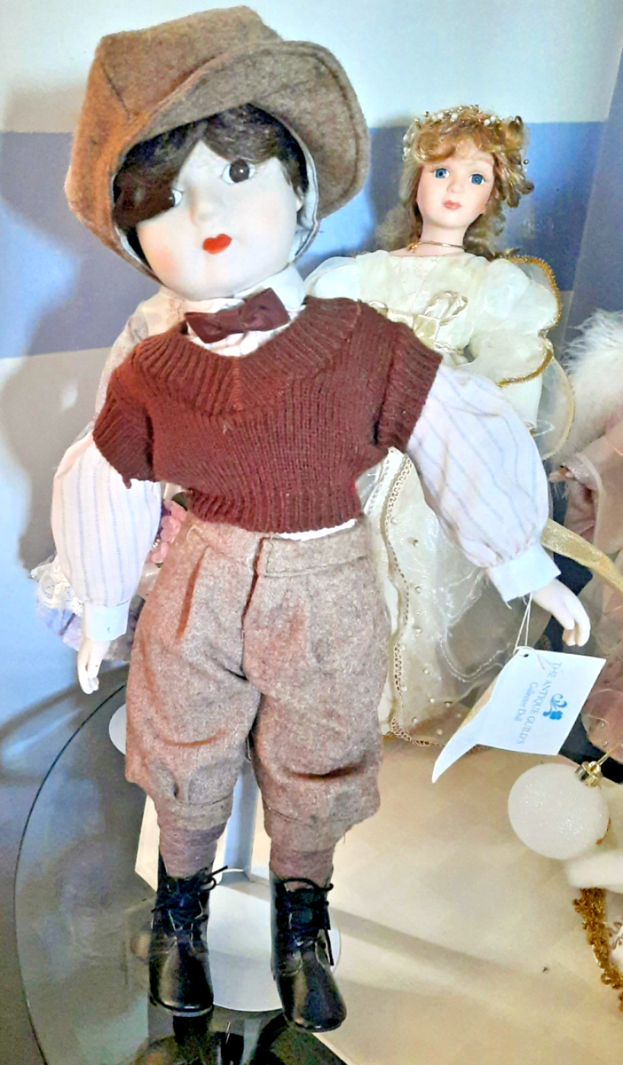 Dolls, 1940 Inspired Paper Boy Themed Porcelain Doll, By Antique Guild 19