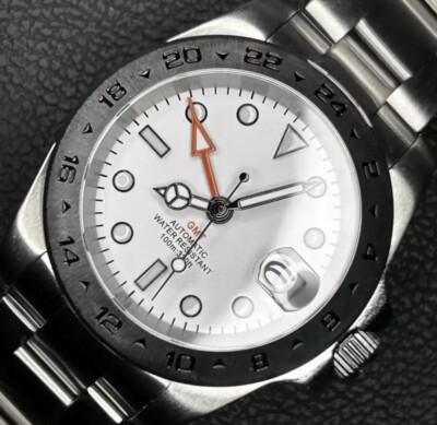 Orologio Su Personalizzato Stile GMT Movimento Automatico Quadrante Nero Lunetta Rossa Pepsi - Foto 5