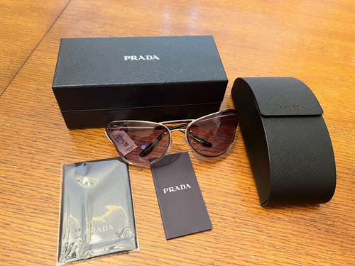 PRADA Womens SPR74V ZVN-0A7 69mm Gold Butterfly Cat Eye Sunglasses Italy NEW - Picture 1 of 4