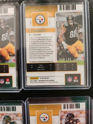 2021 Contenders Optic Pat Freiermuth LOT Rookie Ticket - PITTSBURGH STEELERS - Picture 4 of 6