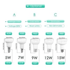 R39 R50 R63 R80 220V Dimmable E27 E14 5W15W Led Bulb Saving Energy Spotlight 