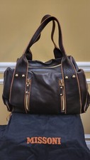 Missoni Brown Leather Satchel Handbag