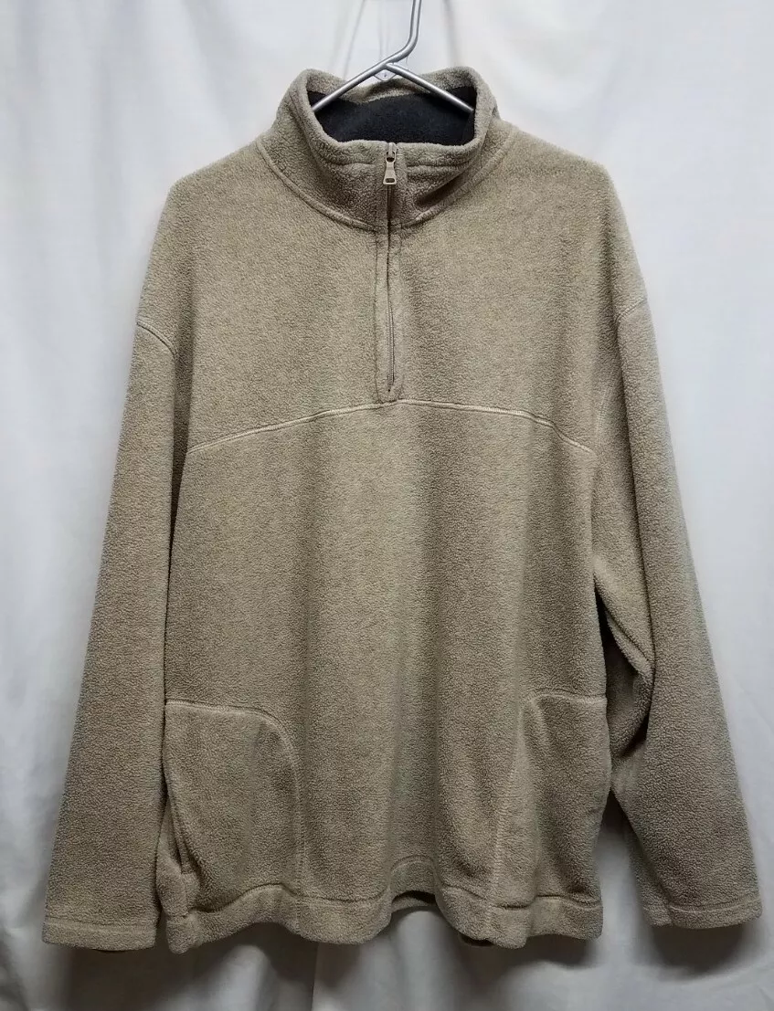 St. John s Bay Men s Quarter Zip Tan Fleece Pullover Jacket Shirt Size XL EUC