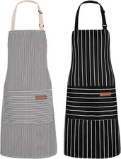 2Pack Adjustable Kitchen Apron for Women Men with 2 Pockets  Cotton-Polyester Ble