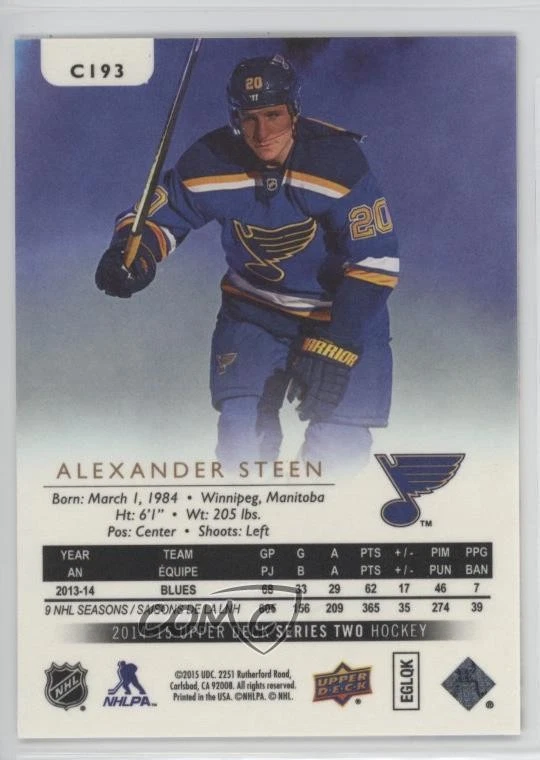2014-15 Upper Deck UD Canvas Alexander Steen #C193 - Image 2 of 2