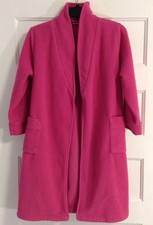 Vtg LL Bean Robe Girls 8 Pink Fleece Mid Length Pocket Belt Cozy Bath Barbiecore