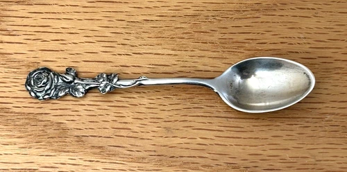 Reed & Barton Harlequin 4"  Sterling Silver Demitasse Spoon Tea Rose 10g