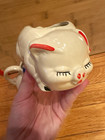 White Ceramic Pig Figural Creamer & Sugar Bowl Set, 2-Piece, Red Accents — photo 2