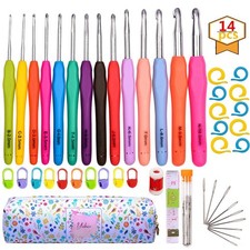 Crochet Hooks Set, 14 Sizes 2mm B -10mm N Ergonomic Crochet Needles with Cas...