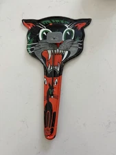 Vintage Halloween Noise Maker Black Cat Tin US Metal Toy Mfg  Co.