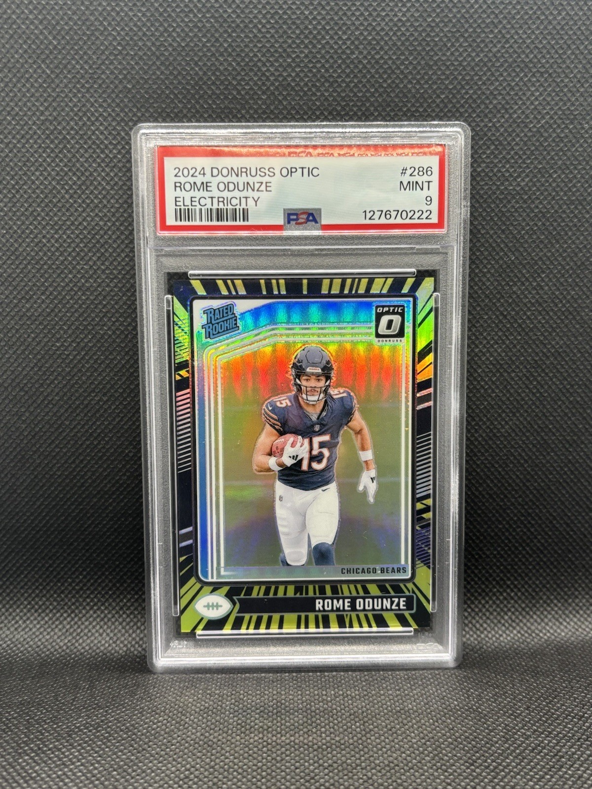 2024 Panini Donruss Optic Electricity #286 Rome Odunze 13/75 PSA 9